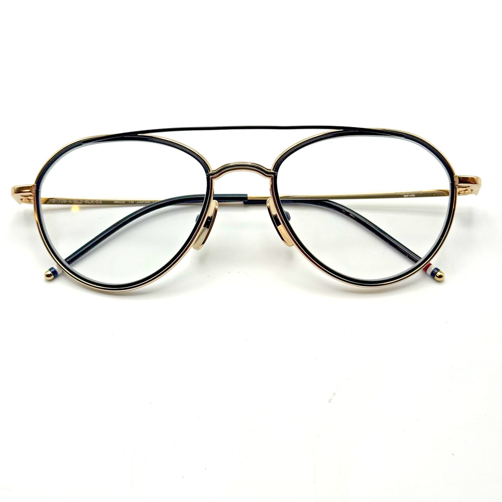 Thom Browne Eyeglasses Frames TB-109-A Gold Black 53-20-141 New Authentic